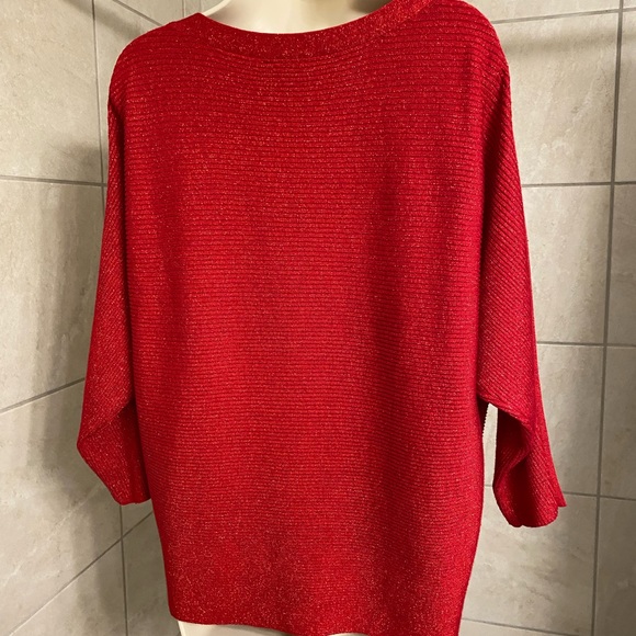 NWOT I.N. Studio red dolman-style sleeve top, size Petite Large - Picture 6 of 7